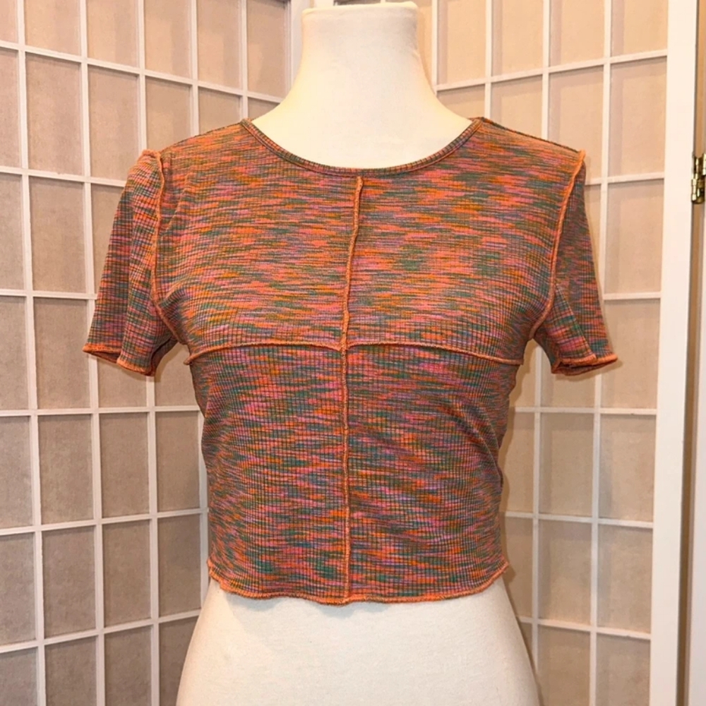 Multicolor Ribbed Crop Top